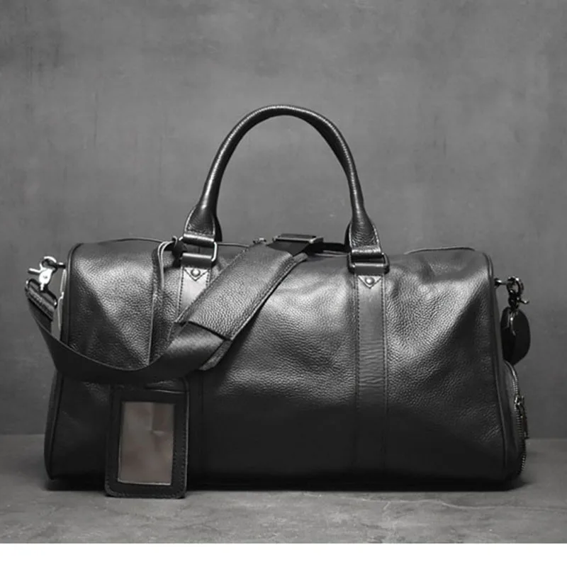 Business Men Shoulder Handbag Vintage Men's Travel Bag Luxury Genuine Leather Waterproof Large Capacity Hand Luggage Shoe Bags