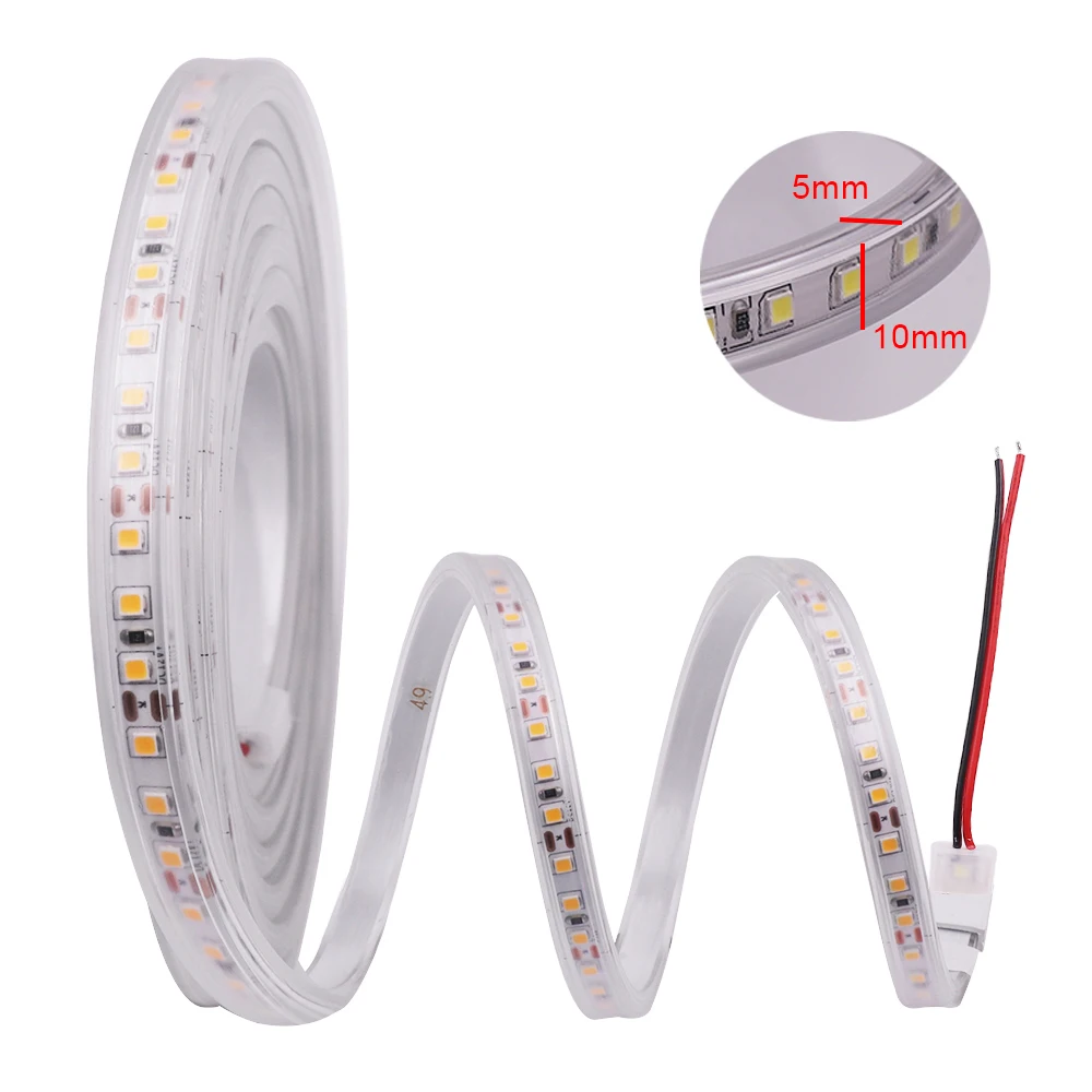 SMD2835 LED 스트립 조명, 유연한 LED 테이프 리본, 120LED/m, IP67 방수 스트라이프 스트링, 화이트, 내추럴 화이트, 4000K/웜, 12V, 24V