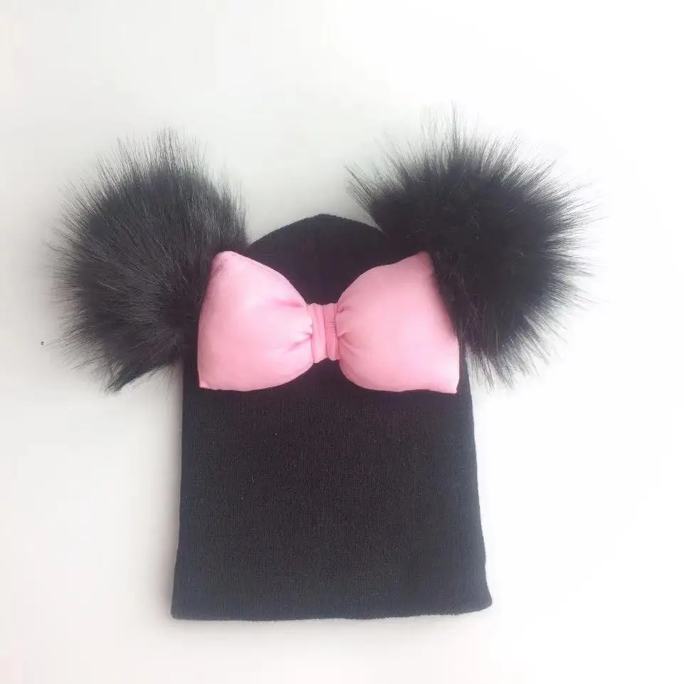 Bonnet en coton avec nœud papillon pour bébé fille, bonnet avec oreille, accessoires de photographie, chapeau pour tout-petit, coloré, grand