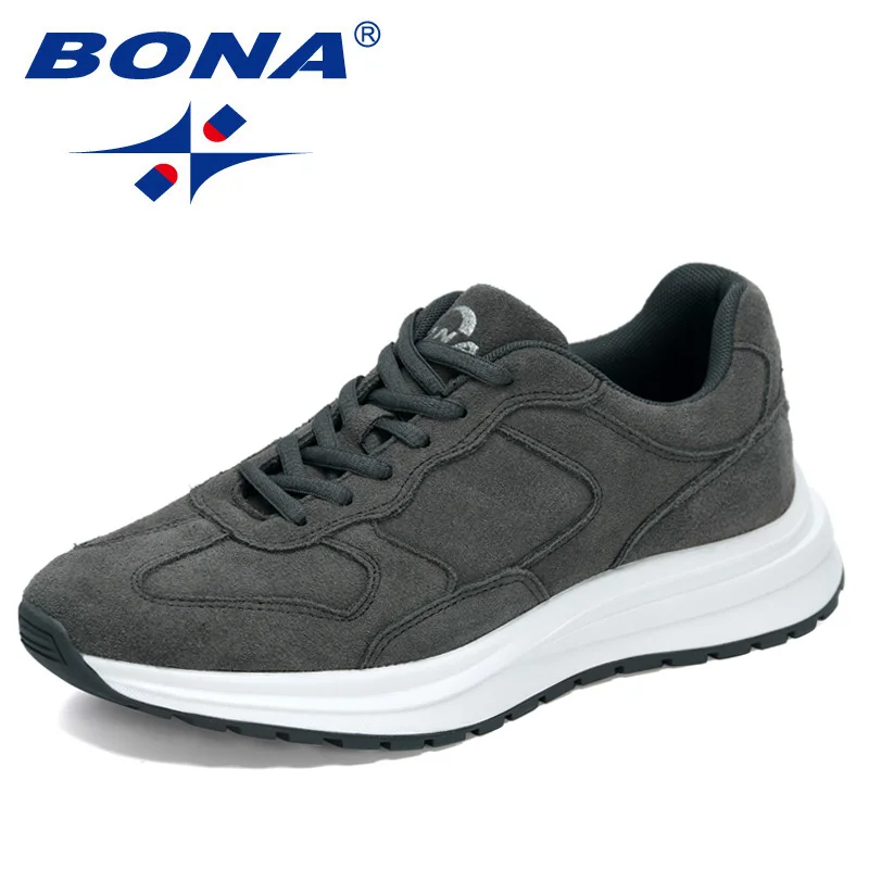 BONA 2021 New Designers Suede Running Shoes Men Casaul Sneakers Light Breathable Man Vulcanized Shoes Jogging Walking  Footwear