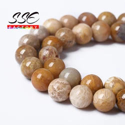 Wholesale Natural Chrysanthemum Stone Beads Natural Coral Jade Round Loose Beads  15