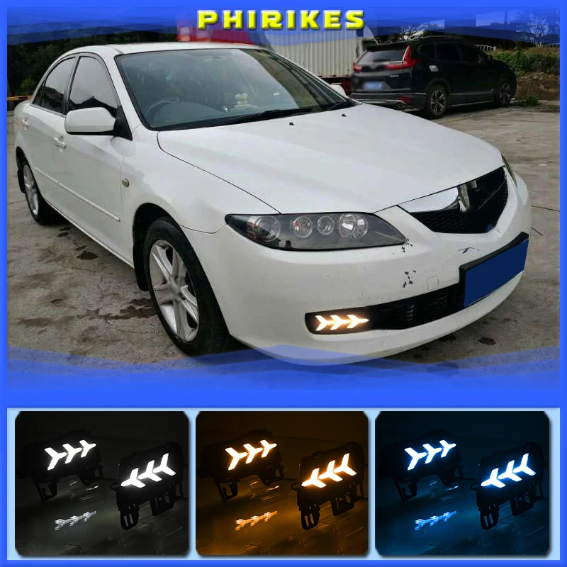 

1Pair For Mazda 6 Mazda6 2006 2007 2008 2009 LED DRL Daytime Running Light Daylight Waterproof with yellow Signal