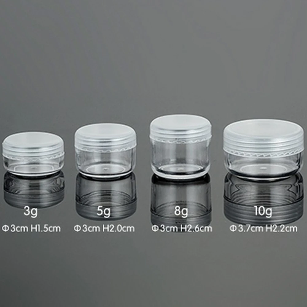 1pc 3g/5g/8g/10g Empty Plastic Cosmetic Makeup Jar Pots Transparent Sample Bottles Eyeshadow Cream Lip Balm Container