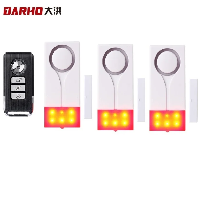 Darho 433 MHz czerwona lampa błyskowa 120dB alarm domowy czujnik drzwi na podczerwień Monitor bezprzewodowy System alarmowy + pilot