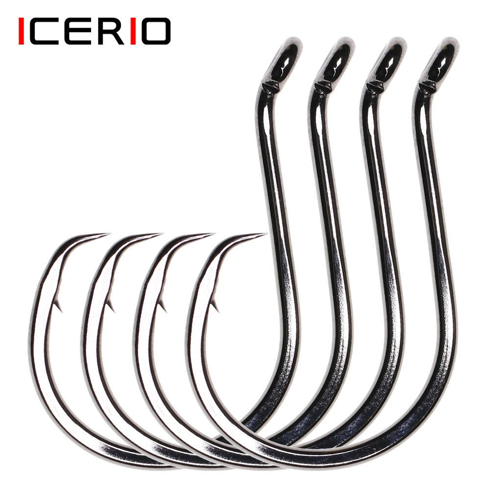 ICERIO 15/25PCS Saltwater Anti Corrosion Snapper Fishing Circle Hook Sharp Point Japanese Steel Anit Rust Hooks