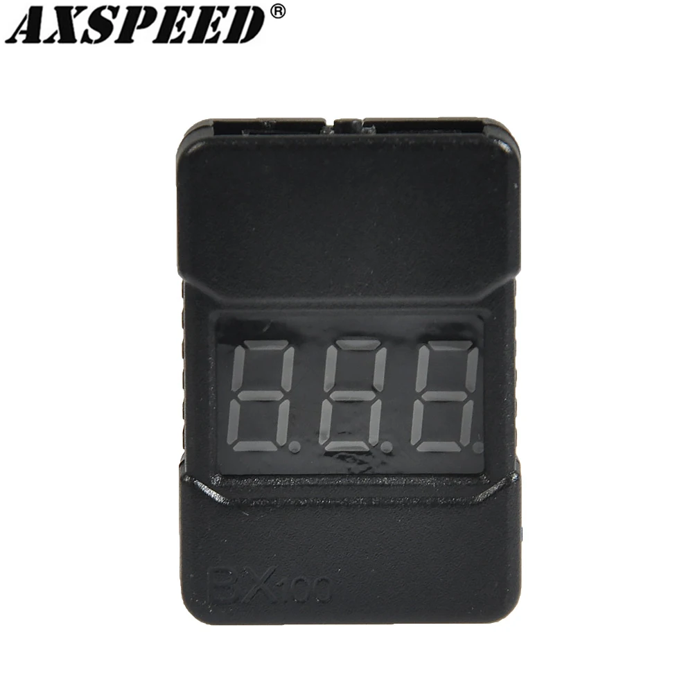 AXSPEED BX100 1-8S Low Voltage Buzzer Alarm Lipo Battery Voltage Indicator Tester for RC Car Airplane Battery Voltage Checker