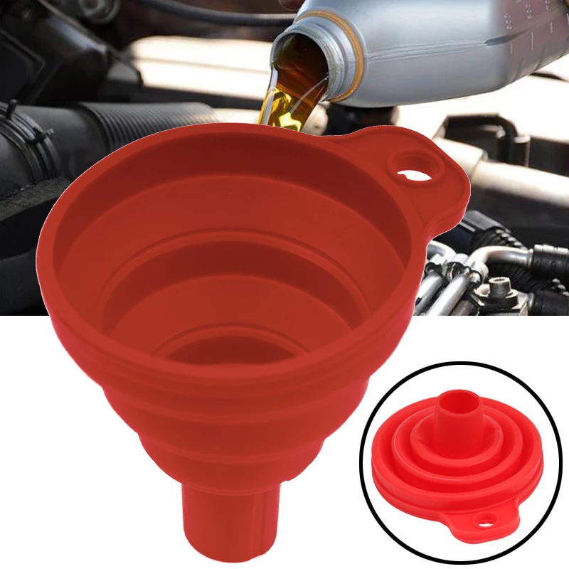 Portable Foldable Car Engine Funnel Auto Universal Silicone Liquid Funnel Washer Fluid Change Auto Engine Oil Petrol Funnel