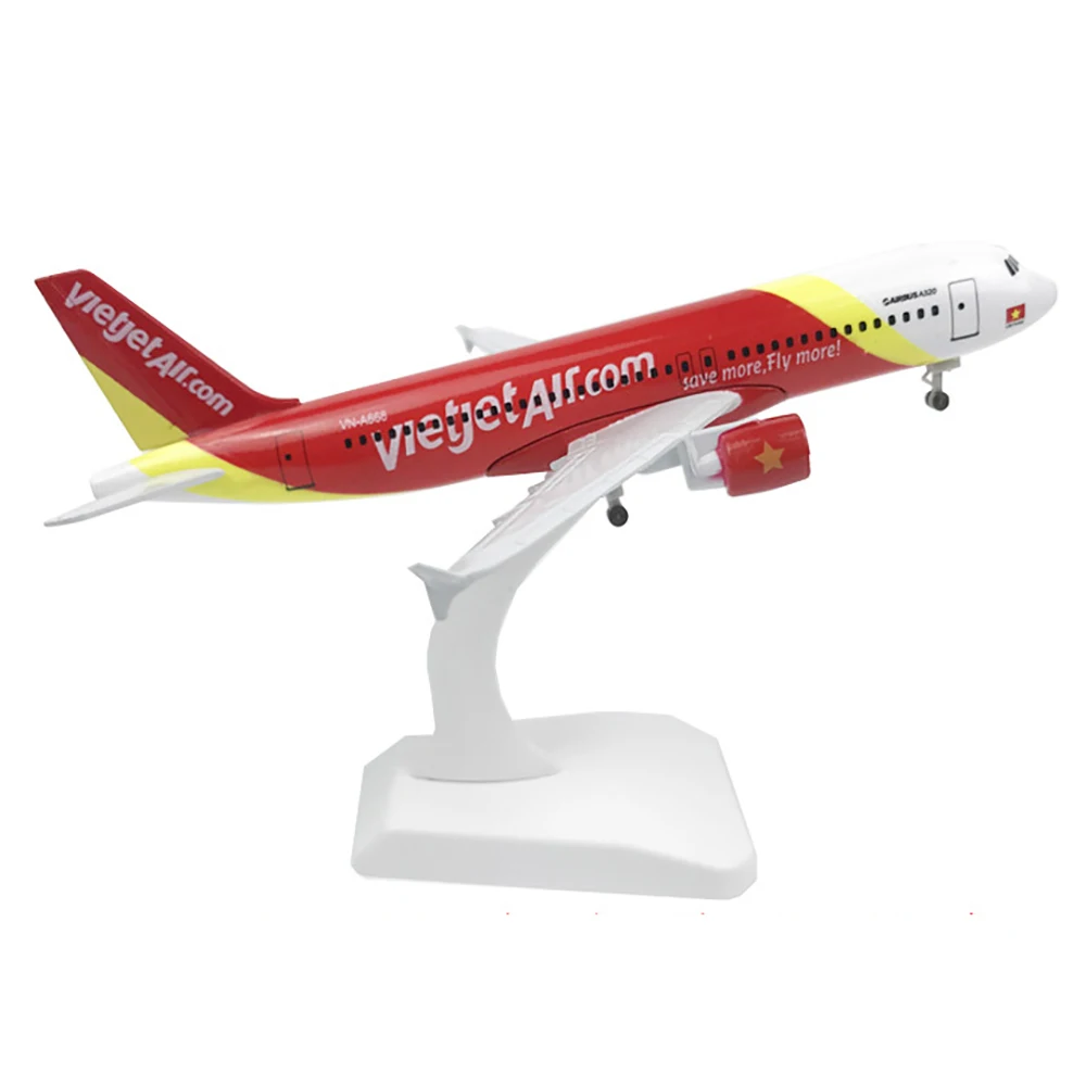 18cm Aircraft Vietnam Vietjet Air Airbus A320 with Landing Gear Alloy Plane Model Children Kids Gift for Collection Decoration