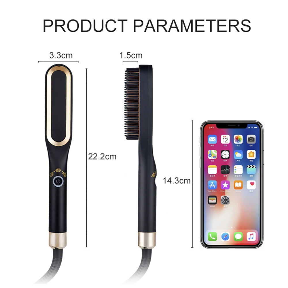 3 em 1 multifuncional escova de cabelo elétrico alisador pente barba homem estilo forma fofo em linha reta dupla utilização