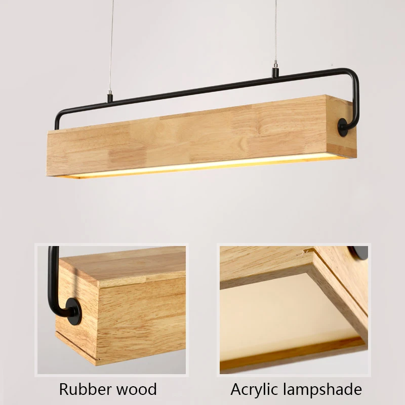 Imagem -05 - Nordic Wood Led Pendant Lights Modern Pendant Lamps Long Strip Pendurado Lâmpada Apto para Jantar Sala de Estar Cozinha Escritório Loja Bar Café