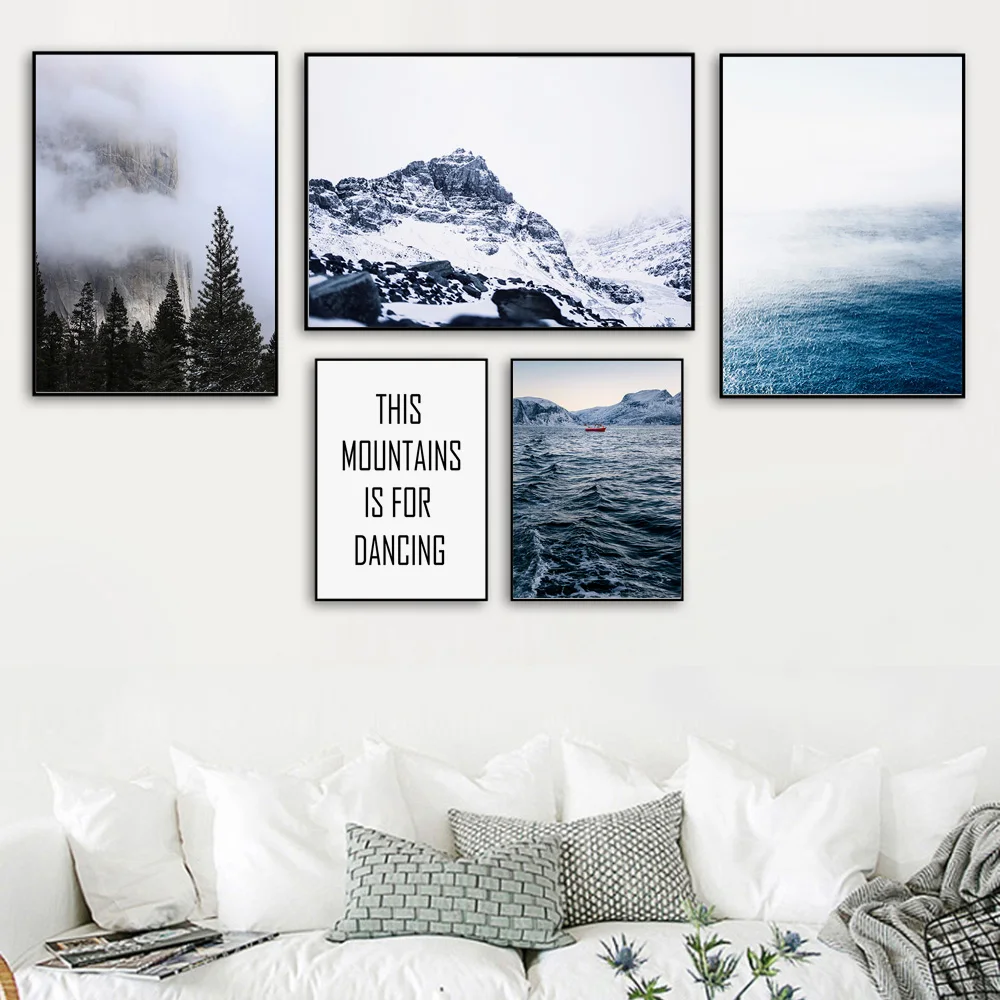 

Scandinavian Landscape Forest Sea Mountain Nordic Poster and Prints Wall Art Canvas Painting Wall Picture Living Room Home Decor