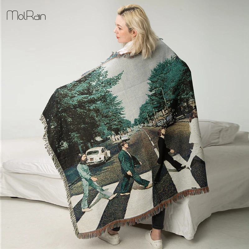 Fashion Winter Blanket for Beds Perpon Print Thread Line Blankets with Tassels 125X150cm Home Use Blanket Cotton Sofa Cover