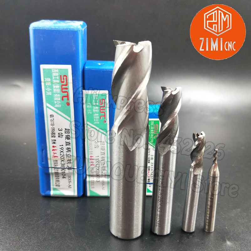 SWT End Mill1.5mm 2mm 2.5mm 3mm 3.5mm 4mm 4.5mm 5mm Diameter Cutter Set Milling Attachment White Steel Milling Cutter