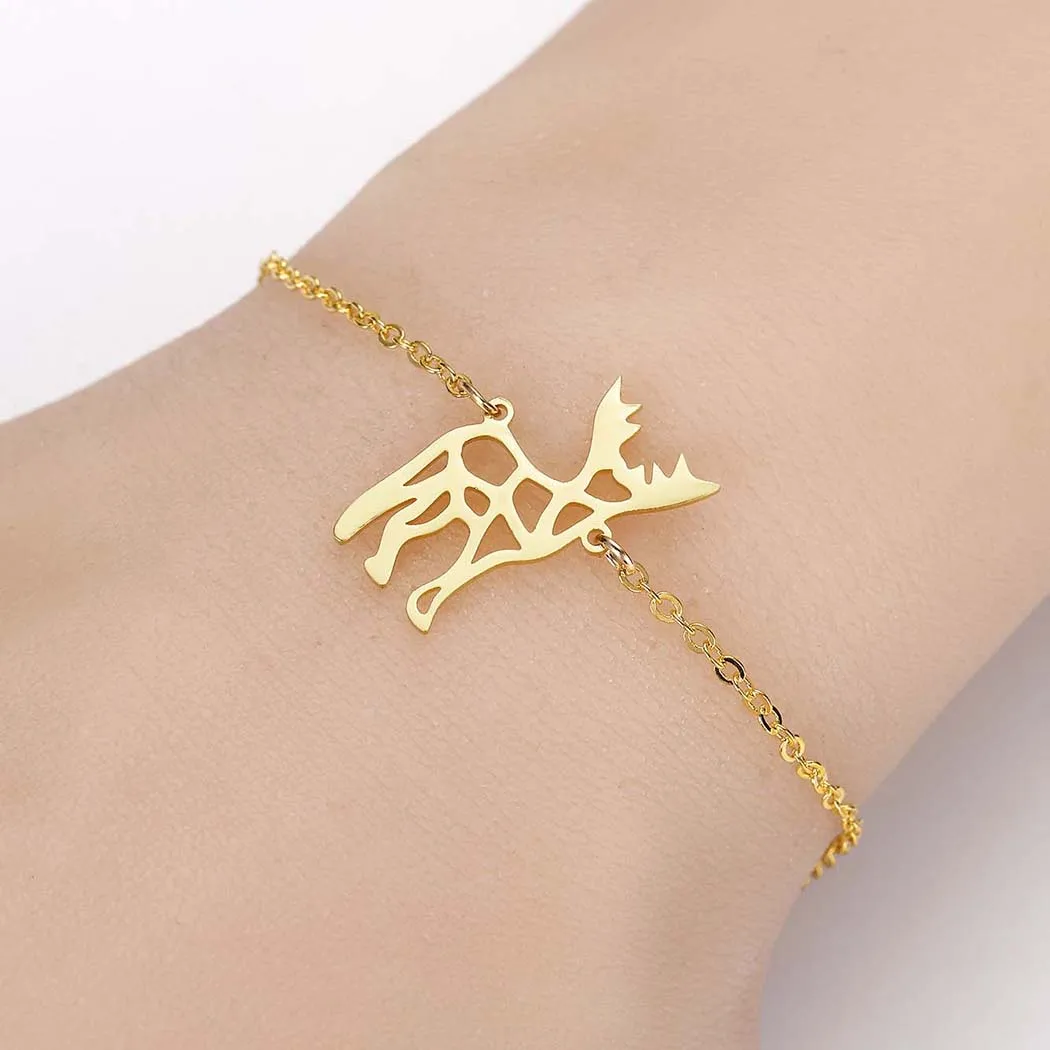 Kinitial Moda Oco Pulseiras Bonito Origami Veado Veados Pulseiras Amor Animal Charm Bracelet para As Mulheres De Pulso pulseras