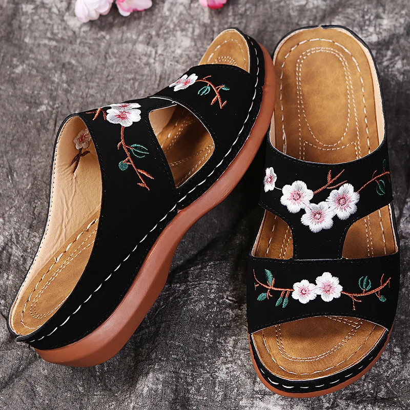 Newly Women's Orthopedic Bloom Shoes Open Toe Sandals Ladies Platform Slippers Summer Beach Rubber Soft Sole