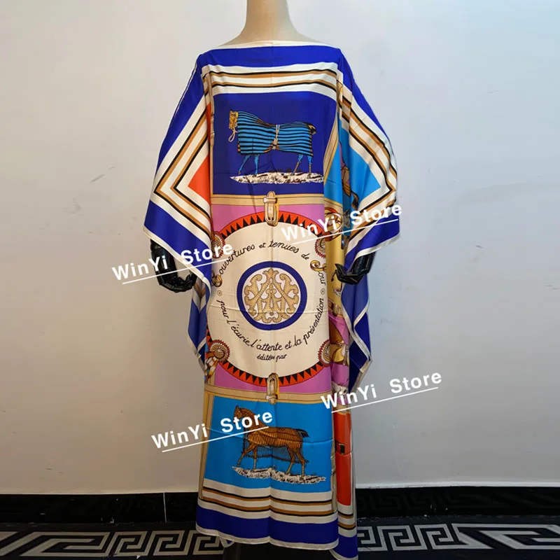 Bliski wschód Dashiki sukienka drukuj czechy hidżab luźne eleganckie muzułmańskie Abaya Bazin szata suknia Broder Riche Sexy Lady Party maxi plaża