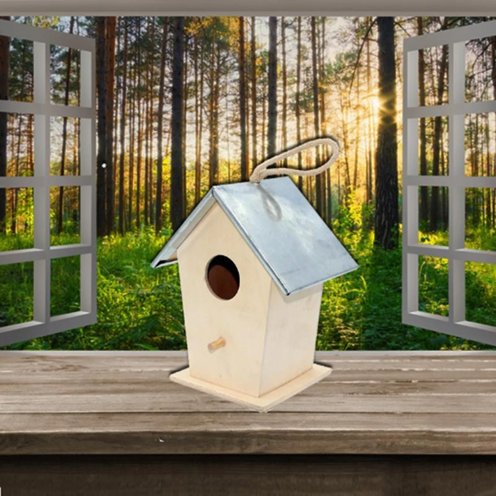 Bird House for Outside/Indoors/Hanging, Outdoor Wooden Mini Birdhouse,Garden Terrace Nest Box, Sparrow Pearl Bird Breeding Box