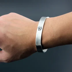 Stainless Steel Indian Sanskrit OM Bracelets For Men Women Fashion Engraved Omkar Cuff Bangle Hinduism Yoga Energy Jewelry Gift