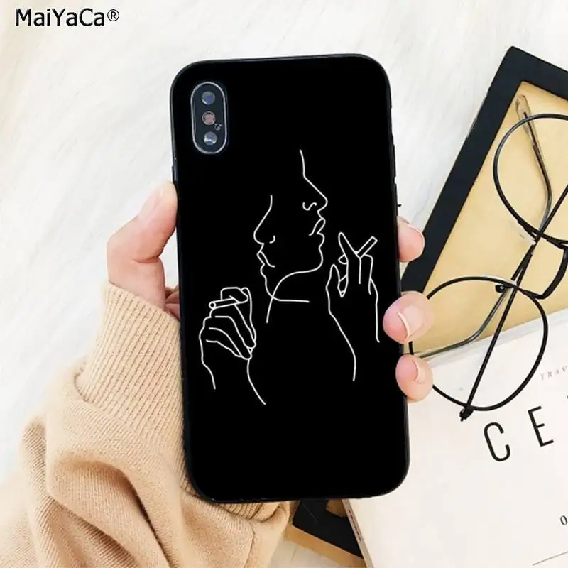 MaiYaCa Bad Habits Black and white Art Abstract Lines Soft Phone Case for iphone 13 11 pro XS MAX 8 7 6 6S Plus X 5S SE 2020 XR