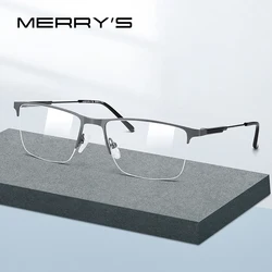 MERRYS DESIGN Men Titanium Alloy Glasses Frame Half Optical Frame Myopia Prescription Optical Eyewear S2176