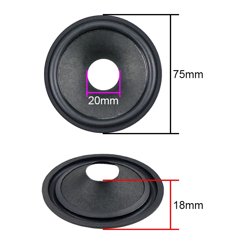 SHEVCHENKO 3 Inch Speaker Paper Cone Basin Loudspeaker Rubber Edge Drum Paper Basin Repair Audio Speaker Accessories Diy 2pcs