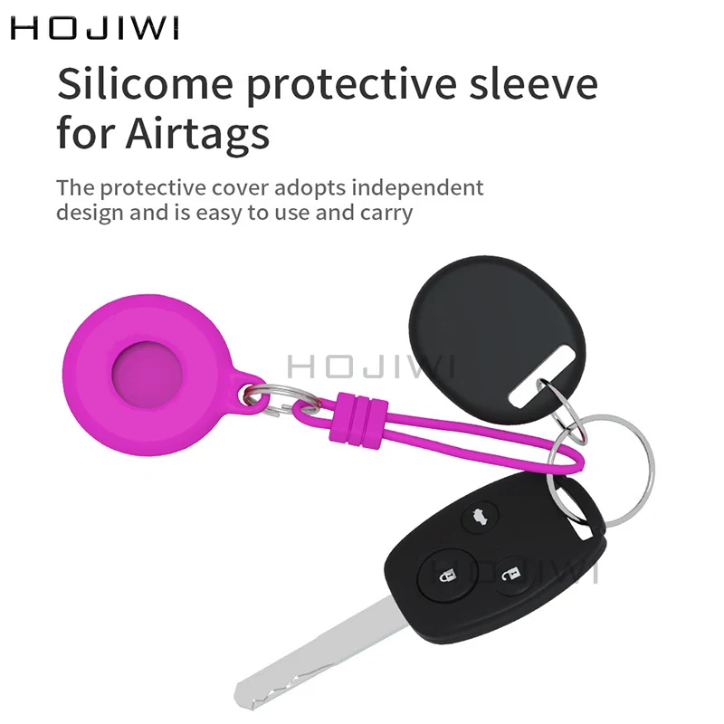 HOJIWI For Airtags Silicone Protective Sleeve Cover For Apple Locator Tracker Hanging Anti-Lost Device Keychain Airtag Case ba05