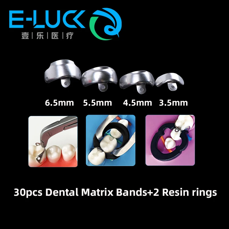 

30Pcs Dental Sectional Matrix System Dental Sectional Contoured Metal Matrices Matrix Band Resin Clamping Ring Dentist Tools