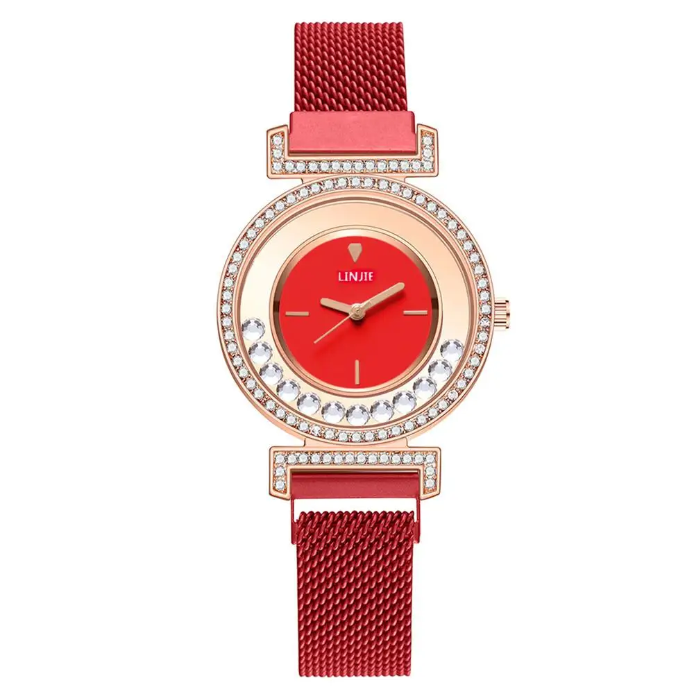 Minimalist Rose Gold Stainless Steel Women Watches Fashion Magnet Buckle Ladies Wristwatches Rhinestone Woman Quartz Watch