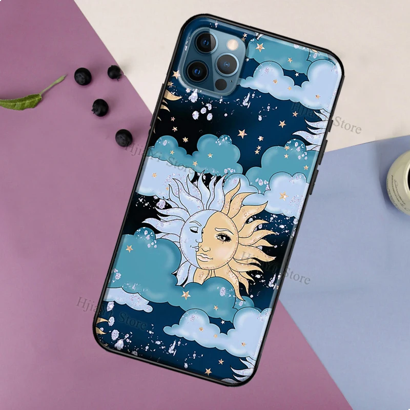 Sun Moons Star Astrological Celestial Soft Case For iPhone 12 Pro Max 13 Mini 11 14 Pro Max X XR XS Max SE2 8 7 Plus Phone Cover