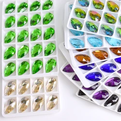 QL Crystal 2020popular all size all colors Drops Sew On Crystals for Craft Sewing On Rhinestone 2 Holes DIY Garment Dress Making