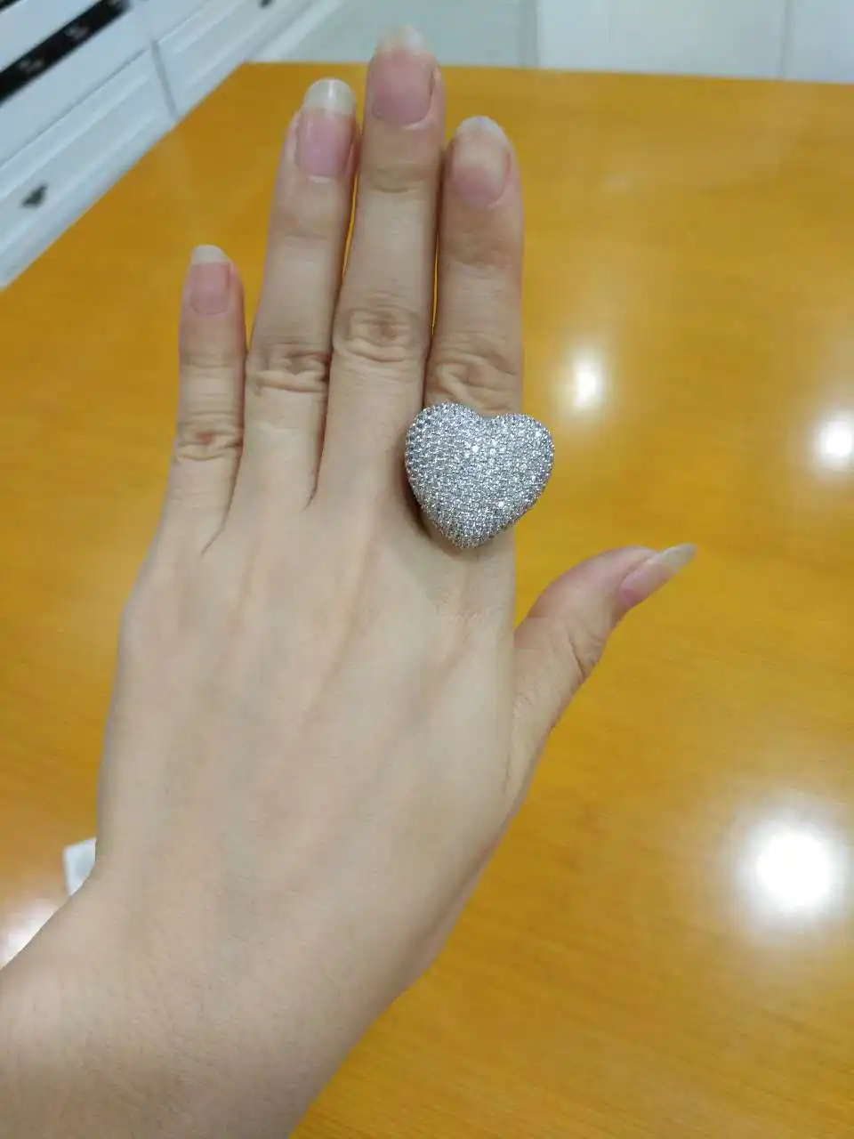BOCAI  New fashion Jewelry  S925 Silver Zircon Jewelry Heart - shaped Series Of Female Women\'s  Ring