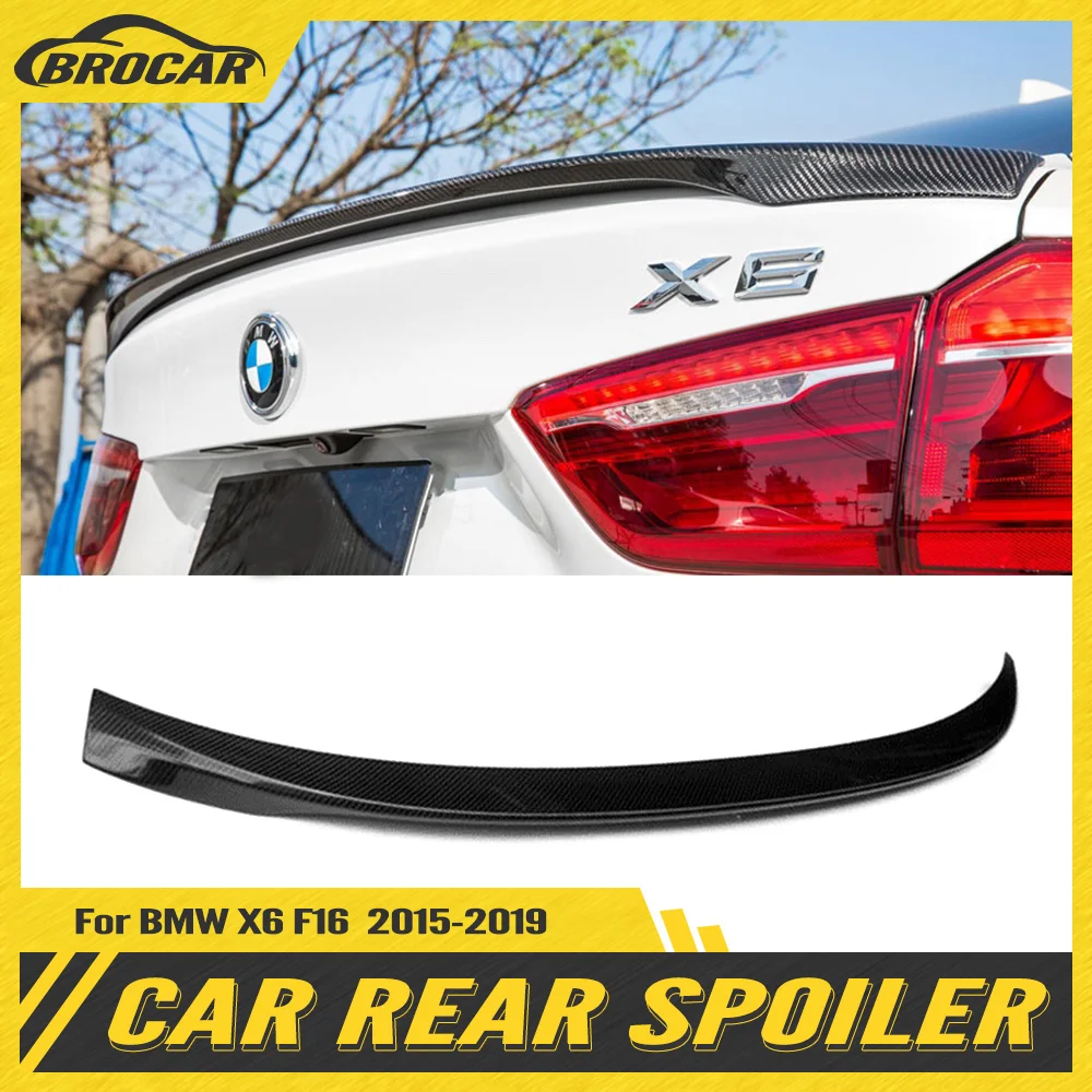 Rear Trunk Spoiler For BMW X6 X Series X6 F16 Carbon Fiber Spoiler 2015-2019 Rear Spoiler Tail Trunk Wing Boot Lip Molding