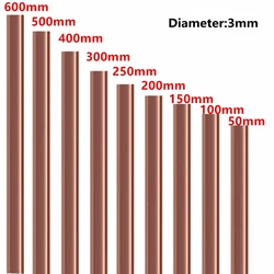 3mm Diameter Copper Round Bar Rod Milling Welding Metalworking 50-500mm Length Pure copper bar flexible Conductive durable