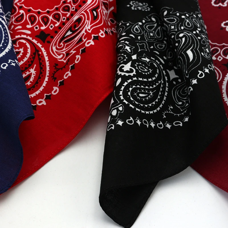 Sciarpa quadrata in cotone Paisley nero Navy rosso scuro uomo fascia Hip-hop fascia per capelli donna Bandana moto