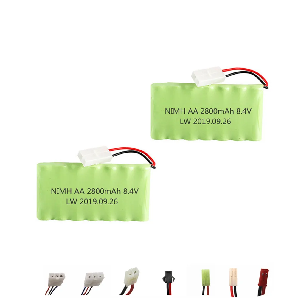 Никель-металлогидридный аккумулятор 8,4 в 2800 мАч + зарядное устройство для радиоуправляемого игрушечного автомобиля, танка, лодки, пистолета, поезда, робота, запасные части, никель-металлогидридный Аккумулятор AA 8,4 в, перезаряжаемый аккумулятор