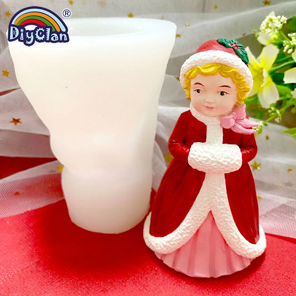 Christmas Princess Model Silicone Mold For Gypsum Chocolate Soap Candle Mold 3D Handmade Form Fondant Cake Decorating Tools