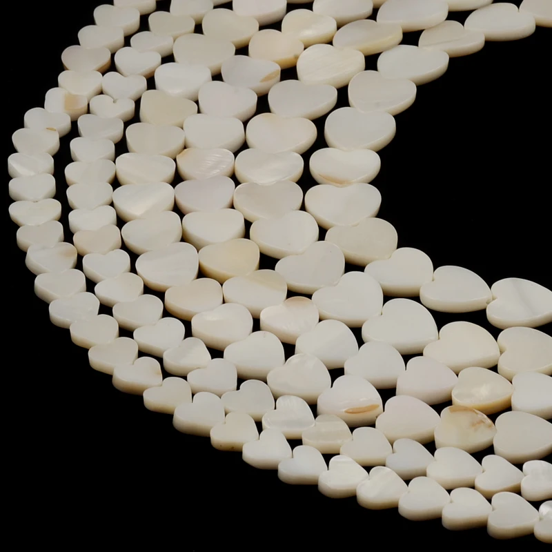 6mm/8mm/10mm/12mm Heart Shape White Natural Shell Beads Charms Loose Beads For Jewelry Making DIY Bracelet Necklace Accessories