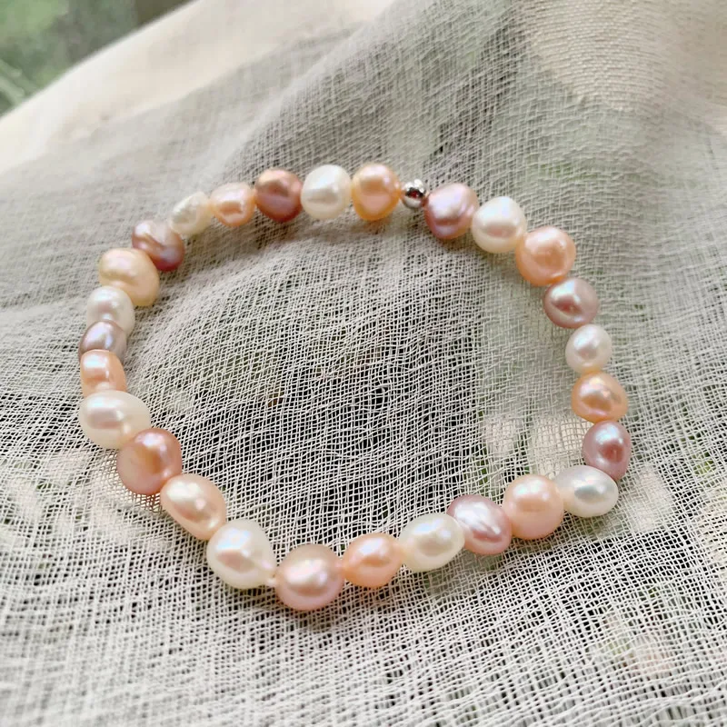 Real Natural Freshwater Baroque Pearl Bracelets Bangles for Women Sweet Girls Mixed Pearl Elegant Jewelry Bracelets Women Gifts