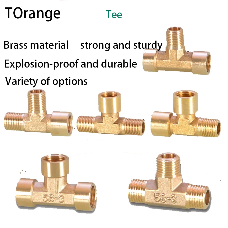 1/4 IN tee three joints 1/8 IN 3/8 IN three outer teeth inner and outer wire G1 /4 reducer brass pneumatic mechanical parts