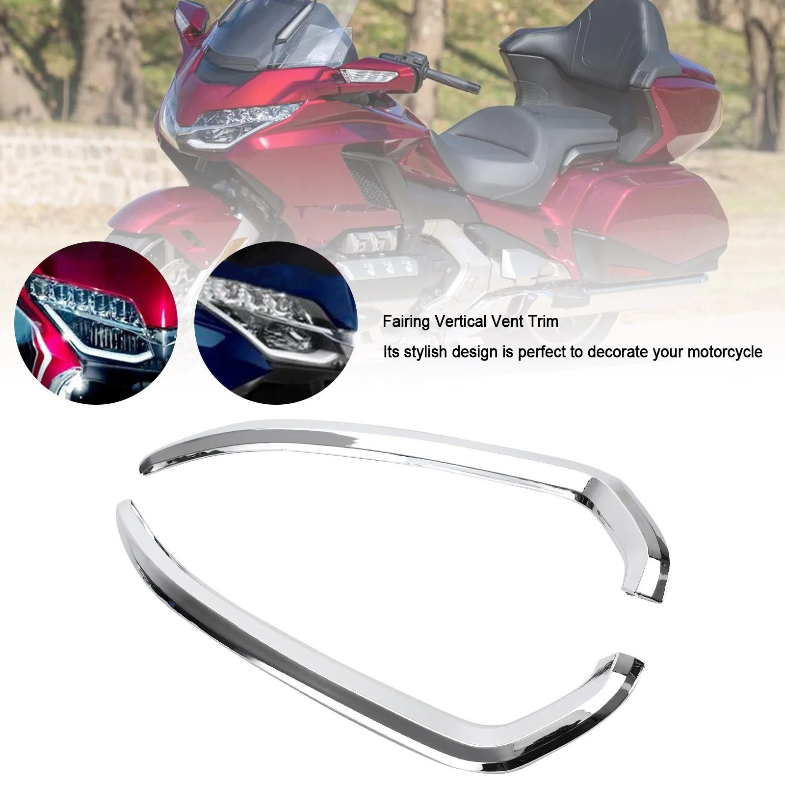 Areyourshop Chrome Fairing Vertical Vent Trim For Honda Goldwing 1800 GL1800 2018 2019 2020 2021 Motorcycle Parts