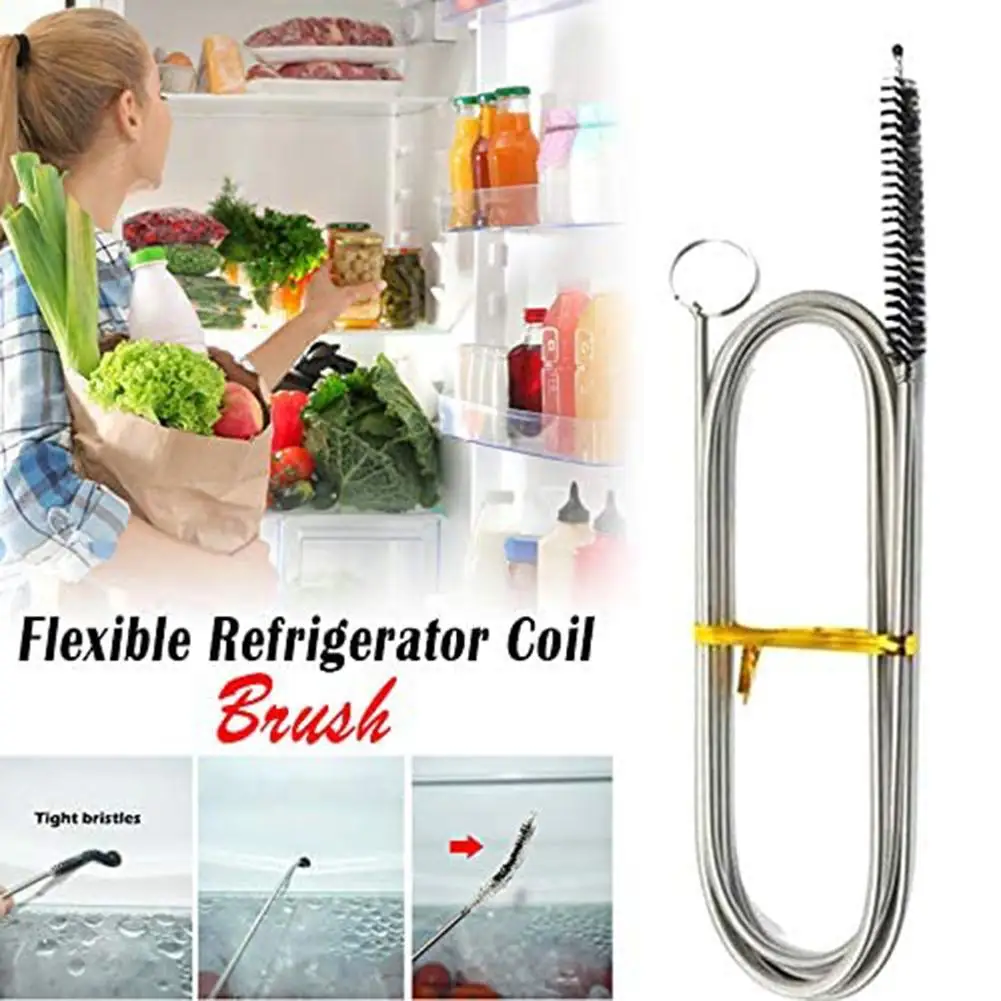 155cm Long Flexible Refrigerator Scrub Brush Fridge Drain Dredge Coil Brush Dredging Cleaning Tool For Home Kitchen Drain Pipe