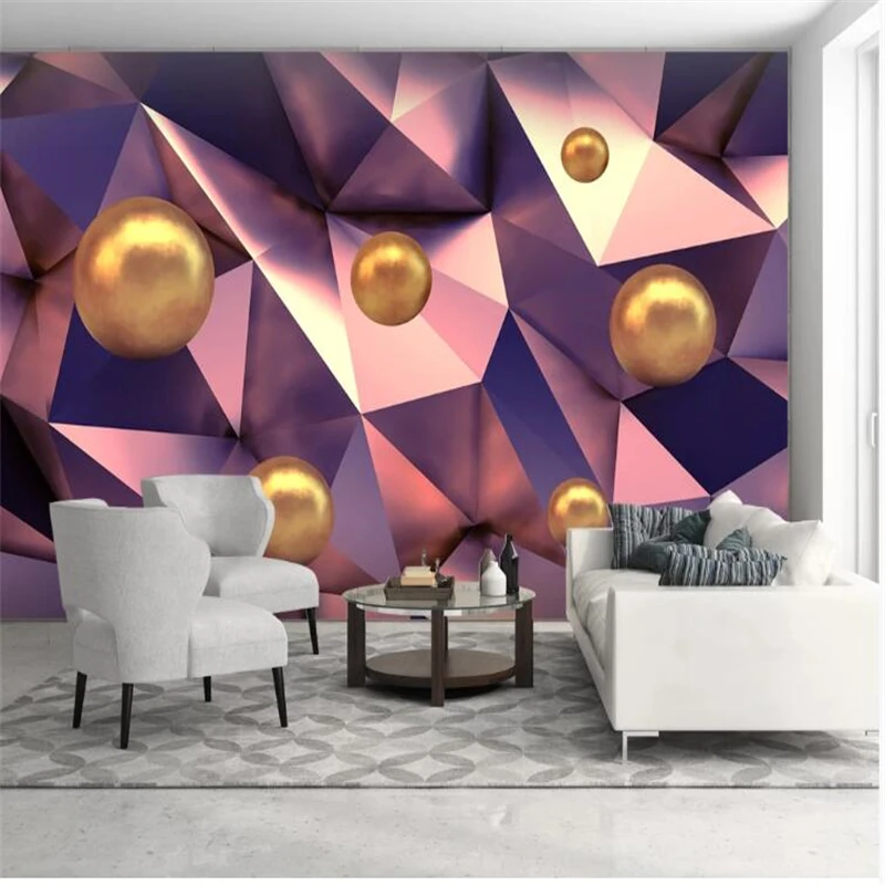 

wellyu Custom wallpaper papel de parede Golden three-dimensional ball 3d background wall papier peint papel mural behang