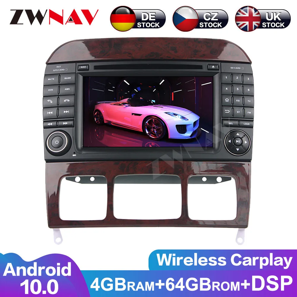 2Din Android 10.0 Car Multimedia Player For Mercedes Benz S-Class W220/S280/S320/S350 /S400/S430/S500 Radio GPS Navi Auto Stereo