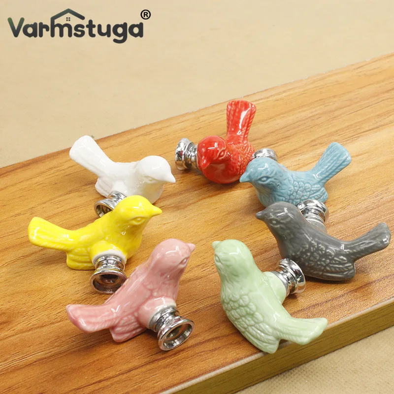 Ceramic Peace Dove Drawer Knobs 3D Cartoon Bird Cabinet Cupboard Handles Novelty Creative Fashion Furniture Handles Hardware