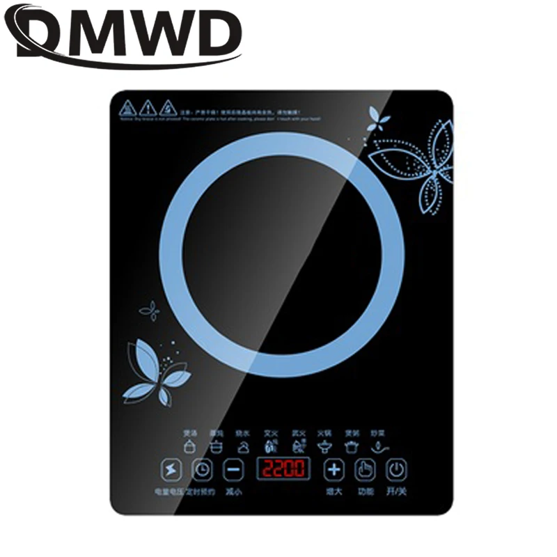 DMWD Electric 2200W 220V Touch Control Induction Cooker Electromagnetic Oven Hot Pot Heating Stove Adjustable 8 Mode EU US