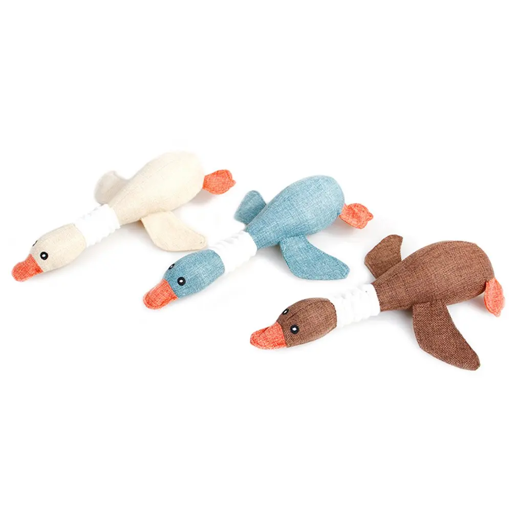 การ์ตูน Wild Goose Plush ของเล่นสุนัขความต้านทานกัด Squeaky เสียงของเล่นสำหรับทำความสะอาดฟันลูกสุนัขสุนัข Chew อุปกรณ์