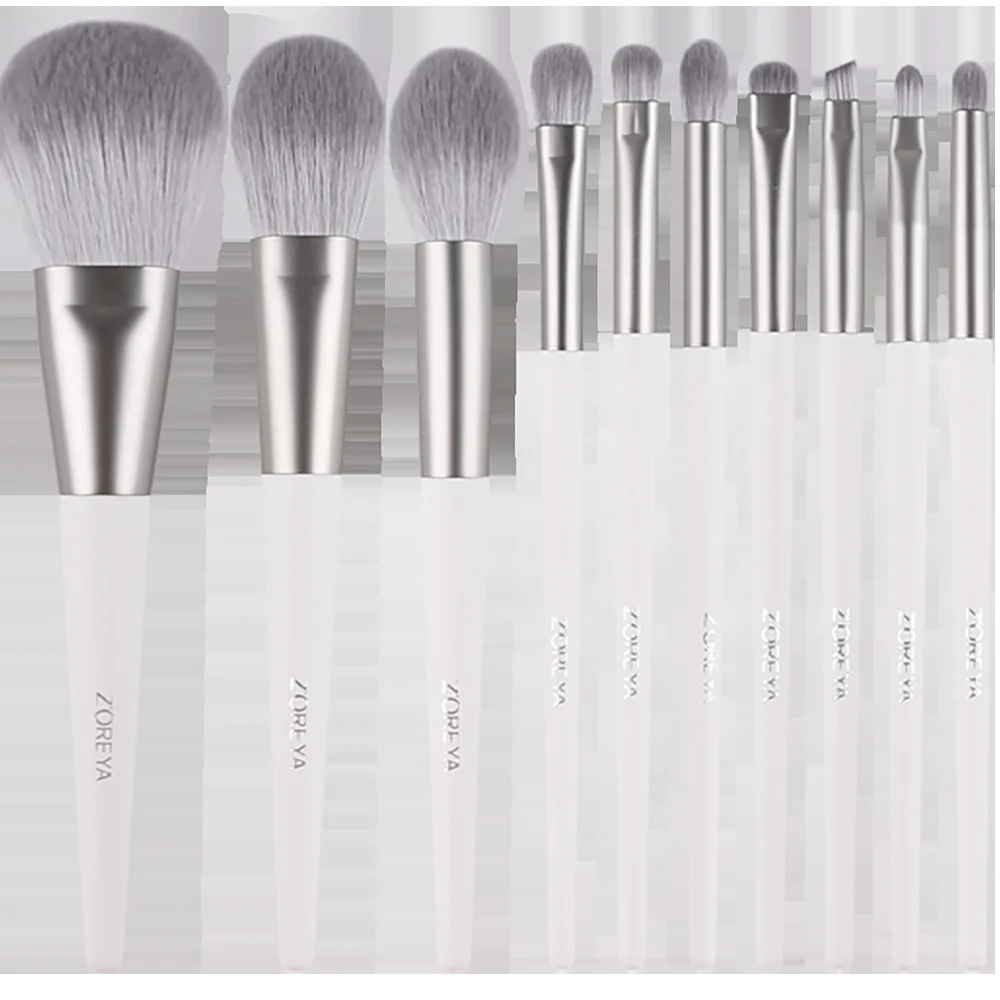 Hot Selling Zoreya 10 Beginner Makeup Brush Universal Artificial Fiber Grandma Gray Non-Bag Brush Suit Cosmetic Gift for Women