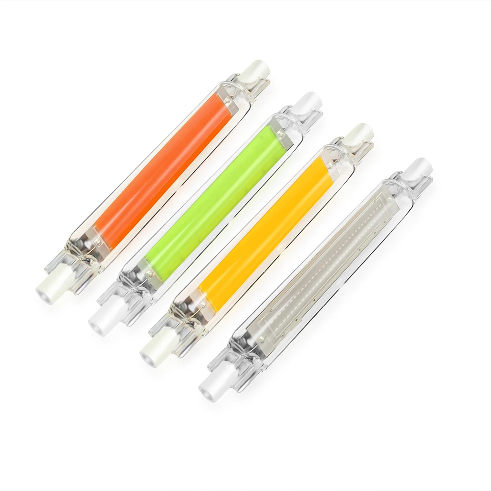 Dimmable R7s 78mm 118mm J78 J118 12W 20W LED COB Flood Light Glass Ceramic Tube Light Bulbs Red Blue Yellow Green