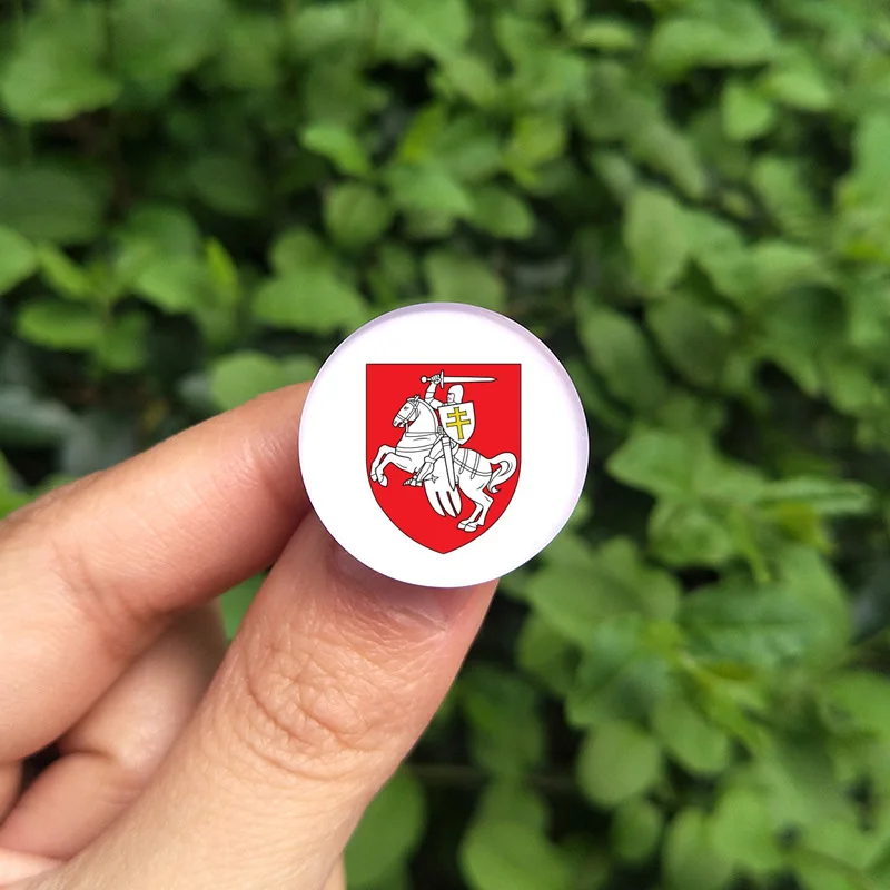 Crystal brooches badge national flag national emblem coat of arms of Belarus Lapel Pins White Knight Art Photo Glass Dome Pins