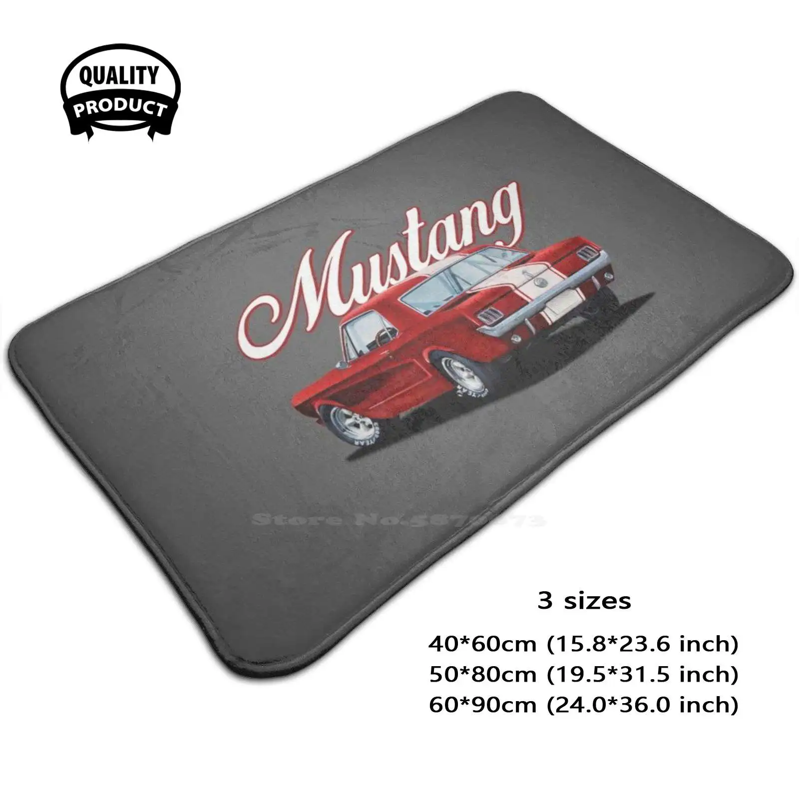 Classic Red Soft Cushion Home Carpet Door Mat Car Rug 1965 1966 Coupe 65 66 Old Classic Red American Muscle Car Stripes